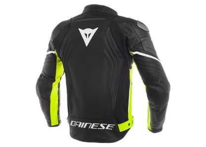 DAINESE RACING 3 LEATHER JACKET BLACK FLURO YELLOW