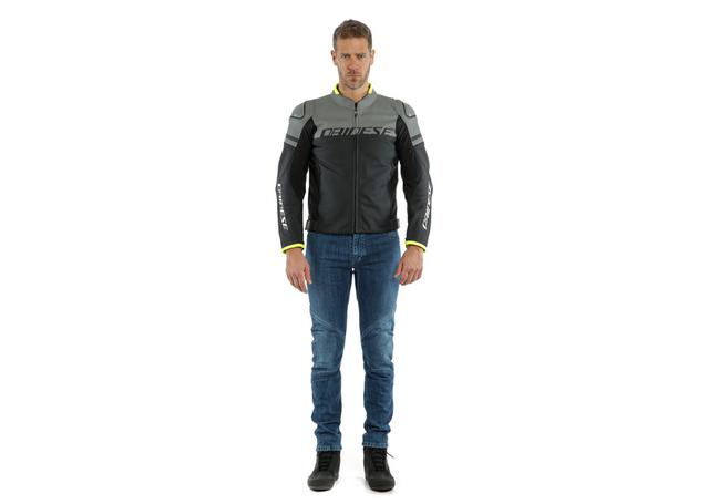 DAINESE AGILE LEATHER JACKET BLACK MATT CHARCOAL