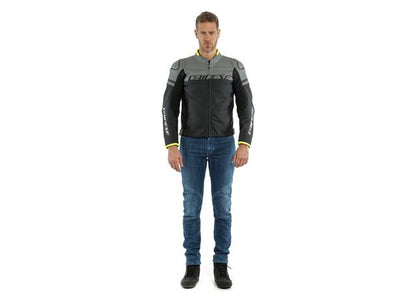 DAINESE AGILE LEATHER JACKET BLACK MATT CHARCOAL