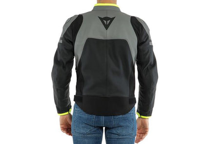 DAINESE AGILE LEATHER JACKET BLACK MATT CHARCOAL