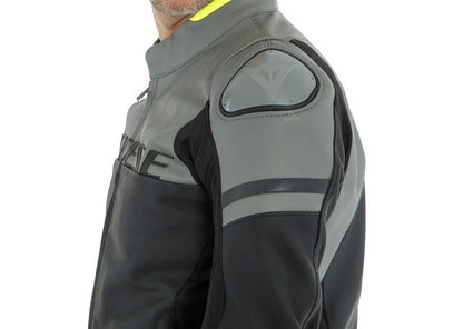 DAINESE AGILE LEATHER JACKET BLACK MATT CHARCOAL