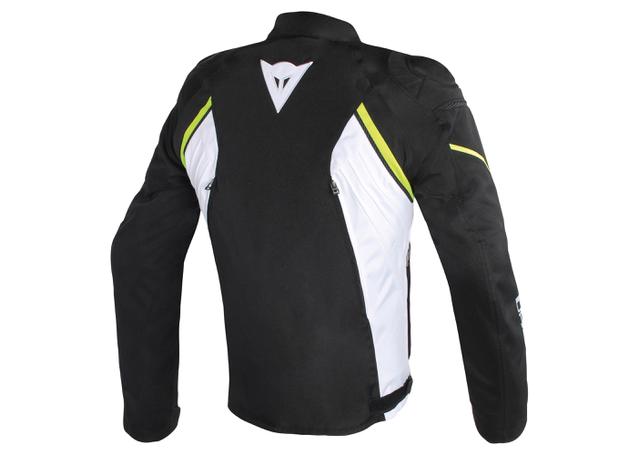 DAINESE AVRO D2 TEXTILE JACKET BLACK WHITE FLURO YELLOW