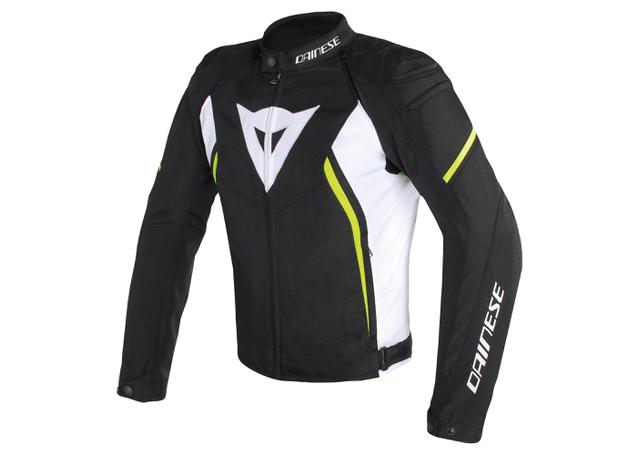 DAINESE AVRO D2 TEXTILE JACKET BLACK WHITE FLURO YELLOW