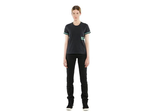 DAINESE CASUAL PADDOCK LADY T-SHIRT BLACK AQUA