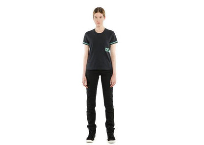 DAINESE CASUAL PADDOCK LADY T-SHIRT BLACK AQUA