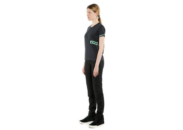 DAINESE CASUAL PADDOCK LADY T-SHIRT BLACK AQUA