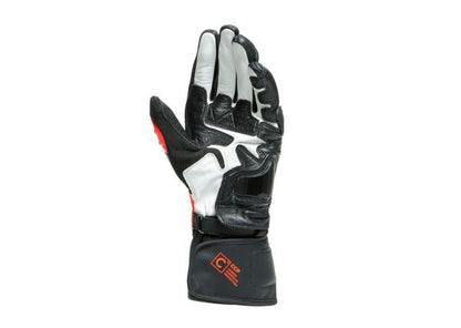 DAINESE CARBON 3 LONG GLOVES BLACK FLURO RED WHITE