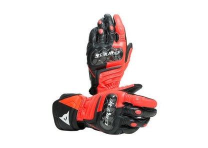 DAINESE CARBON 3 LONG GLOVES BLACK FLURO RED WHITE