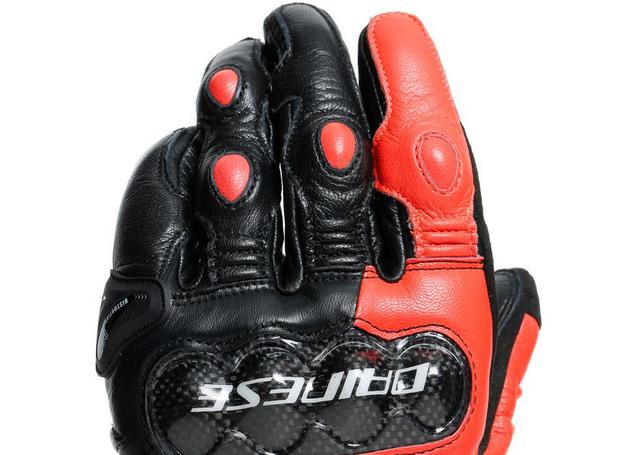 DAINESE CARBON 3 LONG GLOVES BLACK FLURO RED WHITE