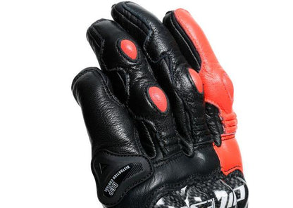 DAINESE CARBON 3 LONG GLOVES BLACK FLURO RED WHITE
