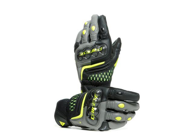 DAINESE CARBON 3 SHORT GLOVES BLACK CHARCOAL FLURO YELLOW