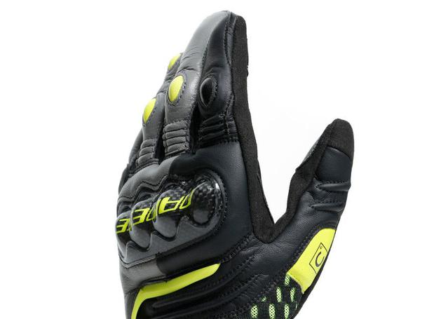 DAINESE CARBON 3 SHORT GLOVES BLACK CHARCOAL FLURO YELLOW