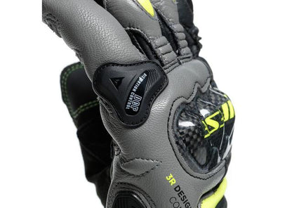 DAINESE CARBON 3 SHORT GLOVES BLACK CHARCOAL FLURO YELLOW