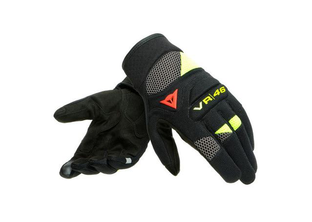 DAINESE VR46 CURB SHORT GLOVES BLACK ANTHRACITE FLURO YELLOW