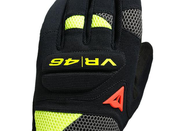 DAINESE VR46 CURB SHORT GLOVES BLACK ANTHRACITE FLURO YELLOW