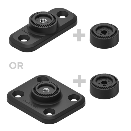 Quad Lock 360 Base - Flat Rectangle 4 Hole - Black