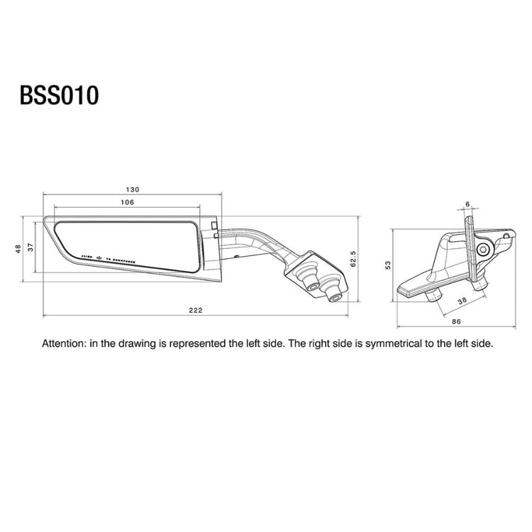Rizoma Yamaha Stealth Black Pair Mirror